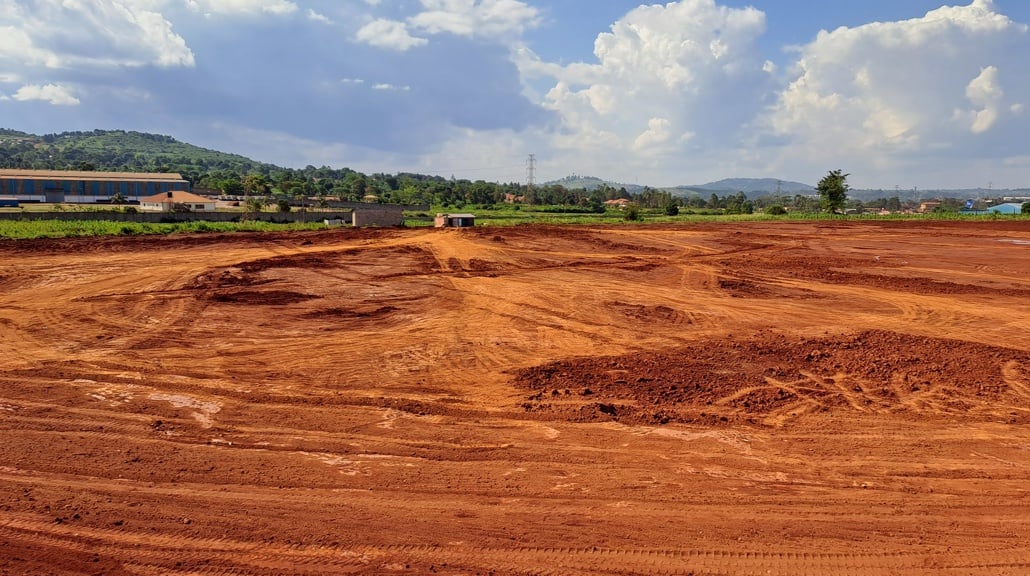 Photo of an empty aqua feed factory construction site De Heus Uganda
